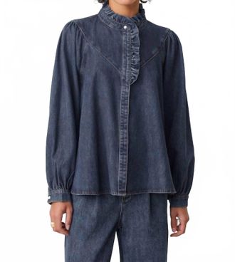 Suncoo Lively Denim Blouse In Blue Jeans