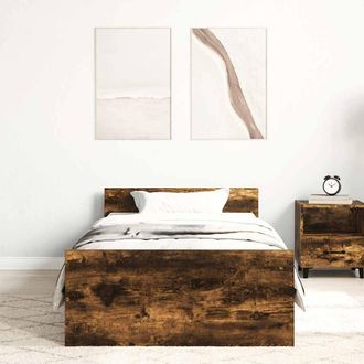 Berkfield Home Durable Bed Frame Smoked Oak 90x190 cm Single Engineered Wood in Brown