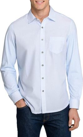 W.R.K Slim Fit Abstract Squiggle Reworked Button-Up Shirt in White/Blue at Nordstrom, Size Xx-Large