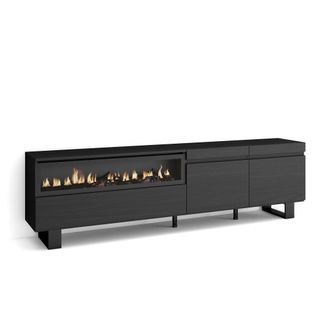 Skraut Home Skraut Home - Mueble Tv, Televisi&oacute;n, Muebles De Sal&oacute;n, Almacenaje, 200x57x35cm, Para Tv Hasta 80, Chimenea El&eacute;ctrica, Dise&ntilde;o Industrial, Estilo Modern