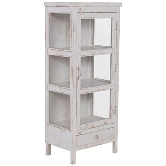 Wanderlust Deco Vitrina De Madera Artesanal Blanca 58x39x140h Cm