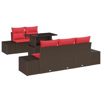 vidaXL Juego De Sof&aacute; 6 Uds. 5-n&uacute;mero De Plazas Marr&oacute;n Y Rojo Vidaxl