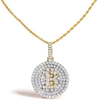 House of Brilliance 10K Yellow Gold 2-1/3 Cttw Diamond Bitcoin Letter B Pendant Necklace at Nordstrom