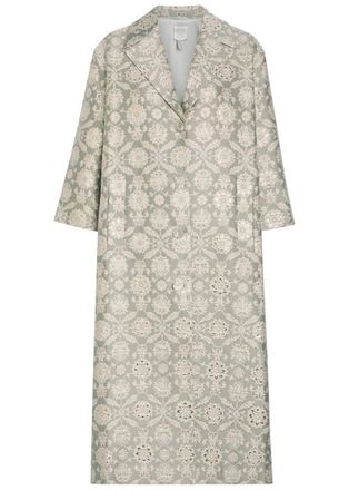 Huishan Zhang Huishan Zhang Liliane Floral-jacquard Cotton-blend Coat - Grey - 16 (UK16 / XL)