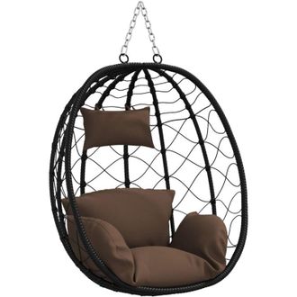 vidaXL Hanging Egg Chair Folding Coffee 91.5 x 60 x 110 cm Poly Rattan vidaXL
