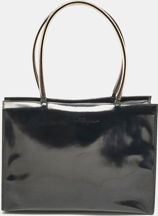 Ferragamo Black/clear Patent Leather And Pvc Satchel