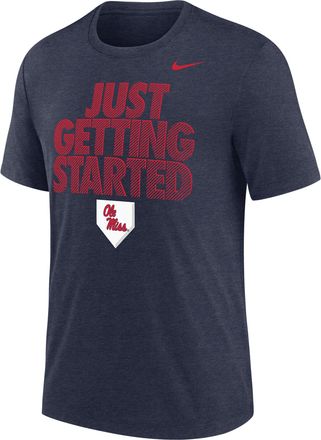 Nike Mens College (Ole Miss Rebels) Short-Sleeve Baseball T-Shirt in Blue | M21372P966MISI-NVY