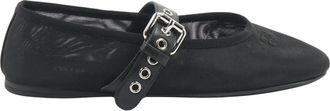 Miu Miu Ballerinas van mesh stof - Dames - Ballerinas - Zwart - 36 EU - Leer - Schoenen
