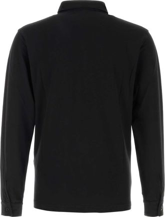 Stone Island Mens Black Cotton Polo Shirt Exterior Exterior: T-shirts And Polos