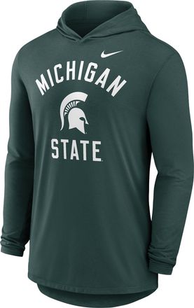 Nike Michigan State Campus Arch Nike Mens Dri-FIT College Long-Sleeve Hooded T-Shirt in Green | 01NB3EYMST-SSR