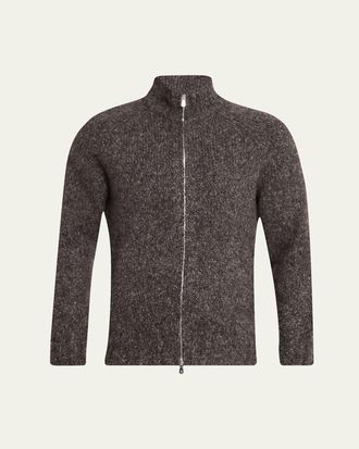 Brunello Cucinelli Mens Cashmere and Silk Melange Full-Zip Cardigan