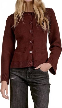 Elan Crewneck Flair Skeeve Sweater In Burgundy