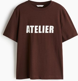 H&M T-Shirt mit Print - Brown