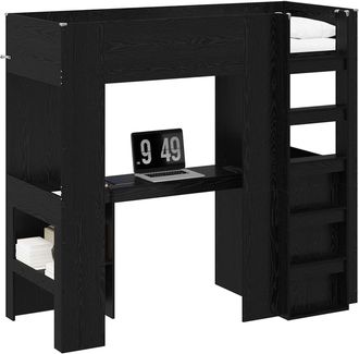 vidaXL Estructura De Litera Con Escritorio Roble Negro 75 X 190 Cm Vidaxl