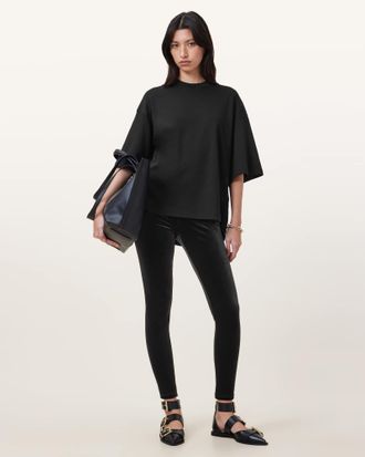 AllSaints Polyester Cora Velvet Leggings, Size: UK 16/US 12