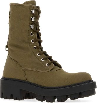 Prada Womens Stivaletti Boot Green Fabric