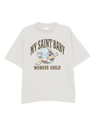 Saint Mxxxxxx graphic-print T-shirt - men - Cotton - S - Grey