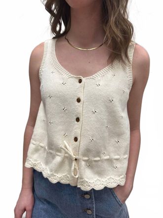 Wishlist Scallop Hem Sweater Tank In Dark Natural