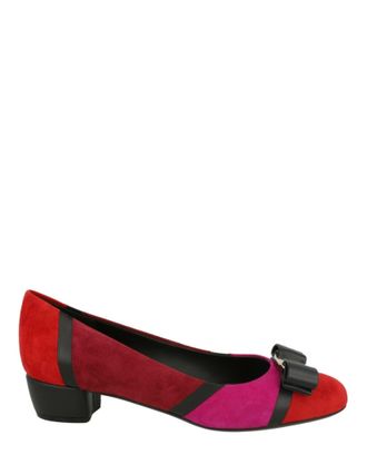 Ferragamo Vara Suede Patchowrk Pumps - Narrow Width