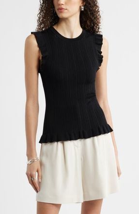Nordstrom Ruffle Sweater Tank in Black at Nordstrom, Size Xx-Small