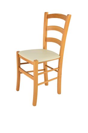 Tommychairs Tommychairs Silla Venice En Haya Color Miel, Asiento Polipiel Marfil