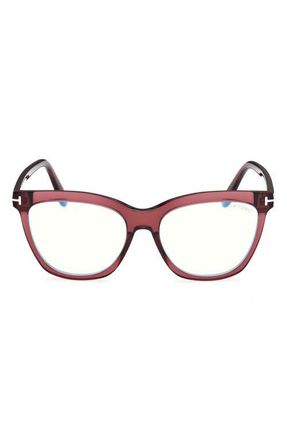 Tom Ford 54mm Butterfly Blue Light Blocking Optical Glasses in Transparent Wine /Blue Block at Nordstrom