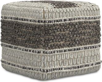 Simpli Home Grady Contemporary Square Pouf