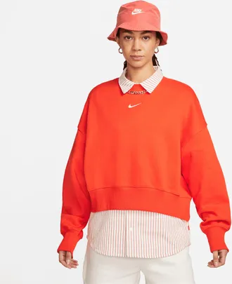 Nike Womens Nike Sportswear Phoenix Fleece Over-Oversized Crew-Neck Sweatshirt in Red | DQ5761-633