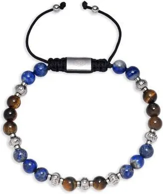 Eye Candy Los Angeles Julian Semiprecious Stone Beaded Slider Bracelet in Black at Nordstrom Rack