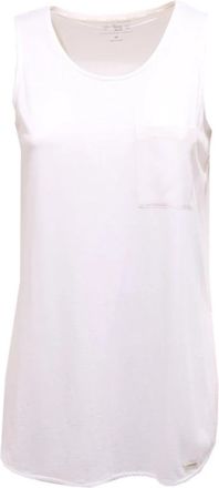 Woolrich Wwtee 1122 Ns 90 Mix Silk Sleeveless Top - Dames - Tops zonder mouwen - Wit - S - Katoen - Tops