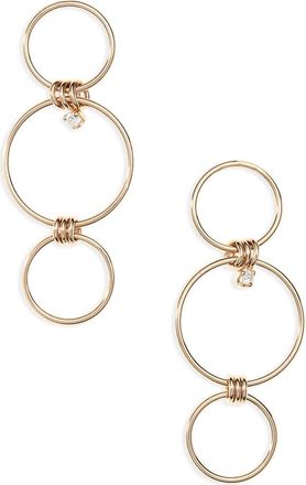 Zo&euml; Chicco Triple Circle Drop Earrings in Yellow Gold/Diamond at Nordstrom