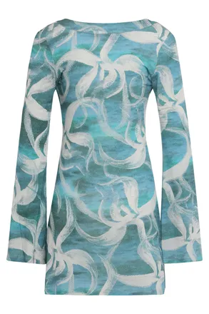 Louisa Ballou Viscose Blend With Front Bow Dress - Blue