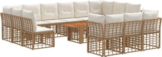 vidaXL Conjunto De Sof&aacute;s De Jard&iacute;n 14 Uds. Natural Y Crema Vidaxl
