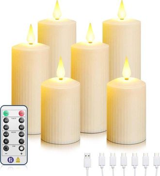 No Brand Un Juego De 6 Velas Led Recargables E Impermeables, Con Mando A Distancia Y Temporizador, Dise&ntilde;o Sin Llama, Perfectas Para La Decoraci&oacute;n Navide&ntilde;a Y De