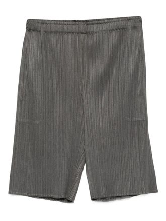 Pleats Please Issey Miyake elasticated-waist pleated shorts - Grey