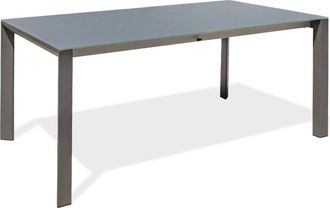 DCB Garden Mesa de jardín con extensión y tablero HPL efecto madera