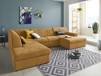 Domo Collection Wohnlandschaft »Topper, elegant und zeitlos, komfortabel, U-Form« wahlweise mit Bettfunktion