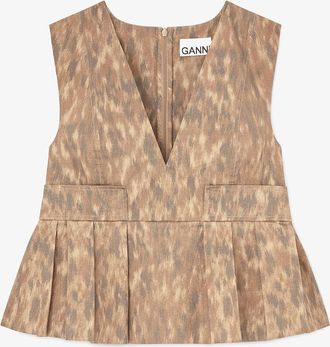 Ganni Burro Top in Printed Cotton - Size 10/12 Organic