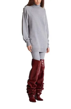 Balmain Short Cashmere Jumper Dress in Grey at Nordstrom, Size 34