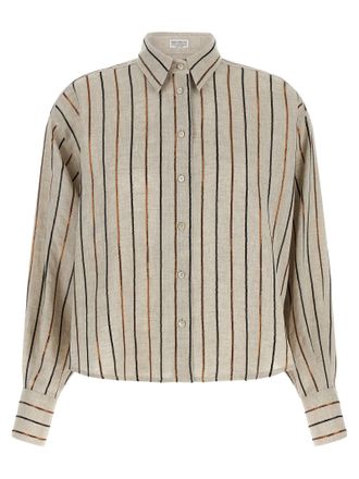Brunello Cucinelli Beige Linen Womens Blouse