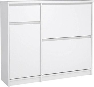 Dmora Zapatero Maxime, Zapatero, Armario de entrada multiusos, Zapatero, 109x32 h93 cm, Blanco brillante - Dmora