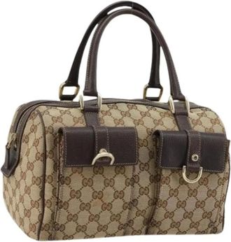 Gucci Pre-owned Handbags, female, Beige, Size: ONE SIZE Pre-owned Vintage GG Canvas Hand Bag