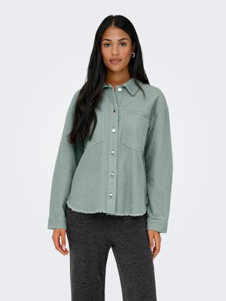 Only Hemdbluse ONLY ONLMAIKO-BITTEN L/S CORD SHACKET CC PNT, Damen, Gr. XL, jadeite, Cord, Obermaterial: 100% Baumwolle, unifarben, loose fit normal, Bluse