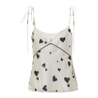 Marni Sleeveless Tops, female, White, Size: 2XS Bunch of Hearts Silk Camisole