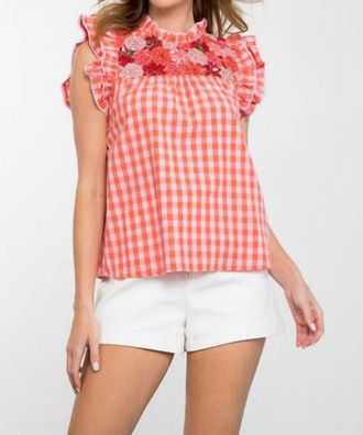 THML Clothing Dawn Of My Heart Gingham Top In Pink