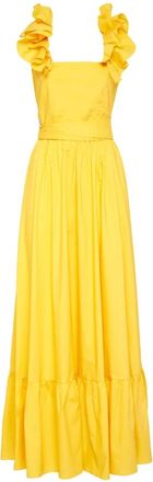 Philipp Plein Long Dress - Dames - Avondkleed - Geel - XS - Katoen - Kleedjes