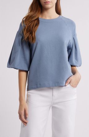 Madewell Puff Sleeve Sweatshirt T-Shirt in Teapot Blue at Nordstrom Rack, Size Xx-Small