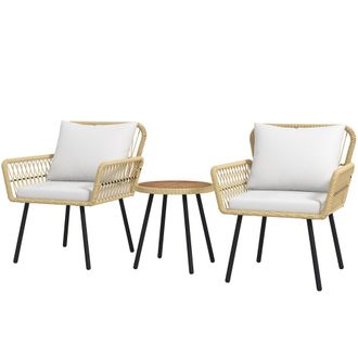 OUTSUNNY Muebles de jard&iacute;n 65x66x80 cm madera natural