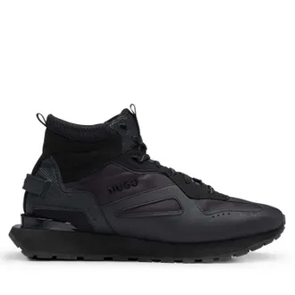 HUGO BOSS Hugo Mens Cubite Hi-Top Trainers in Black - Size UK 6