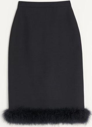 Valentino Crepe Couture Skirt with Feathers Woman BLACK 36